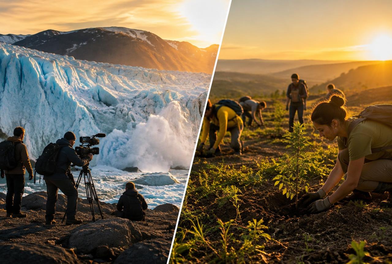 Climate documentary crew and reforestation